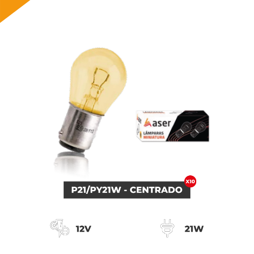 Imagem de Lâmpada Miniatura Amarela P21W/PY21W - Centrado